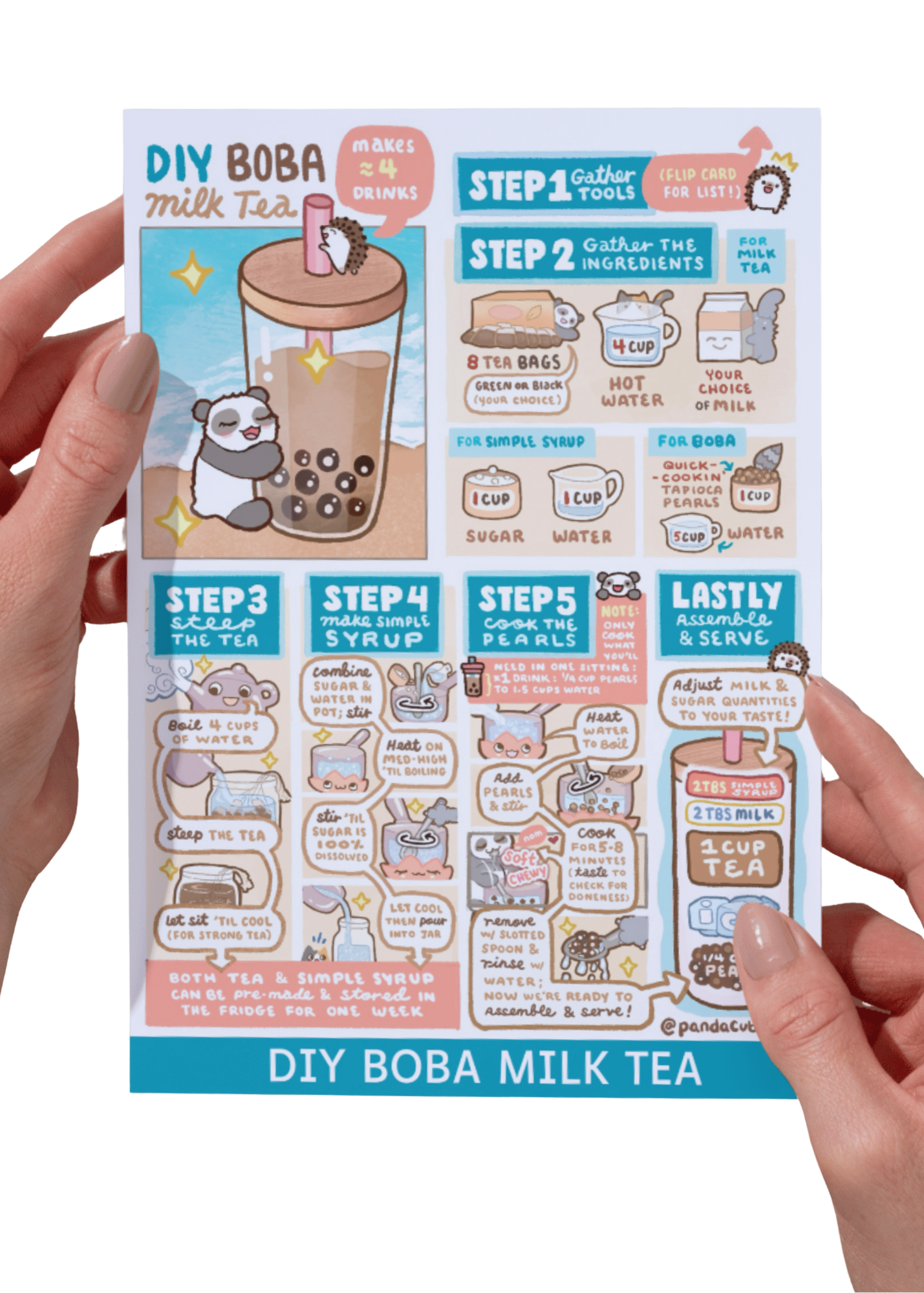 DIY Boba Milk Tea Recipe Card