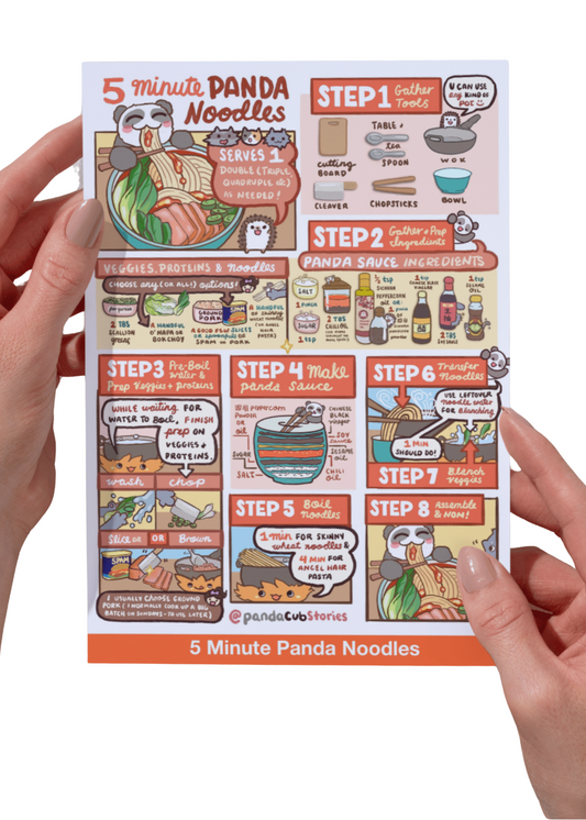 5-Minute Panda Noodles Recipe Card
