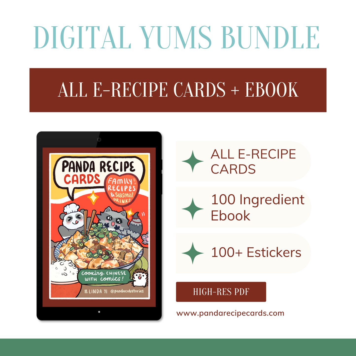 Digital Yums - ALL Recipe Cards PDFs, E-Stickers & Asian Ingredients Ebook