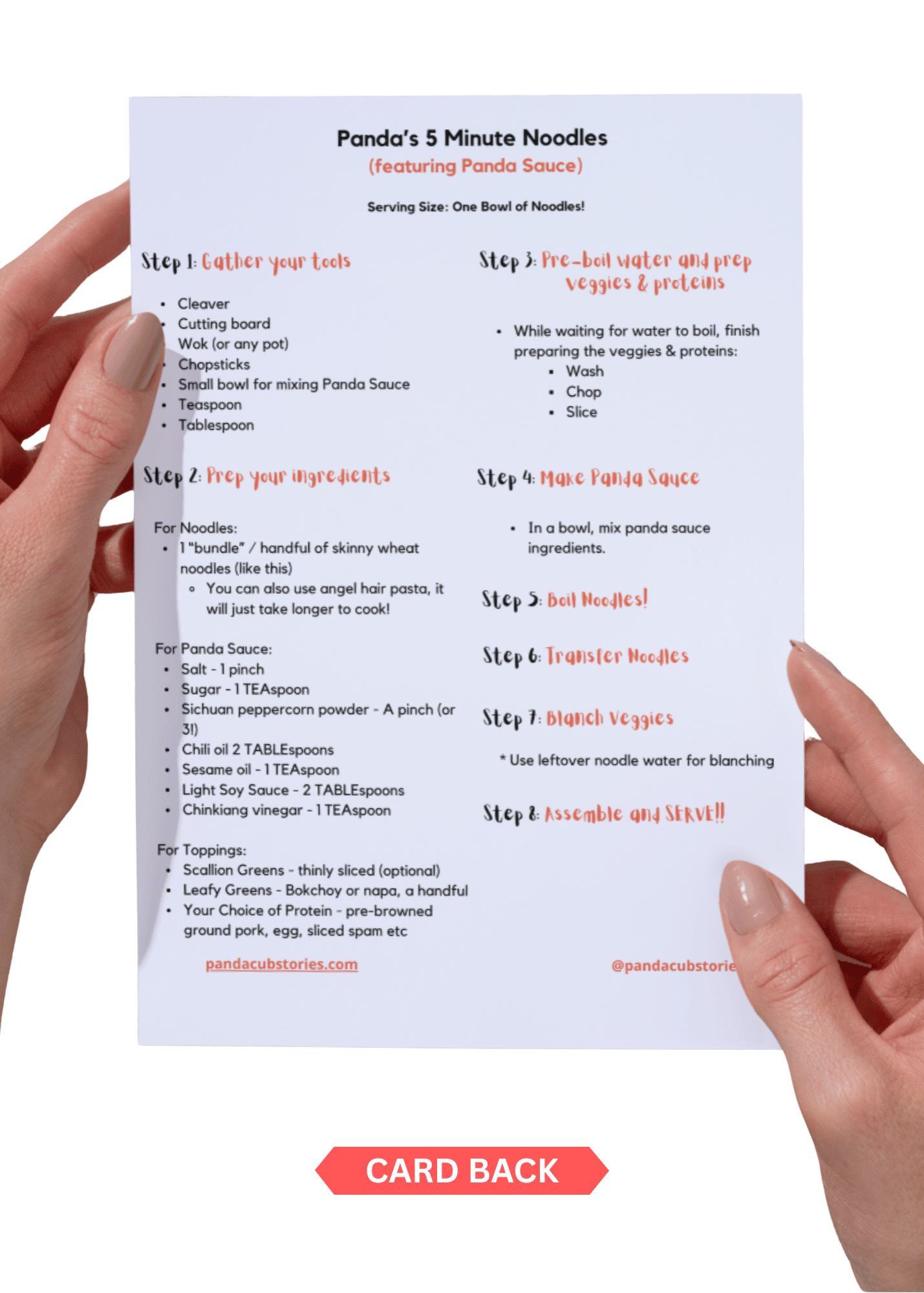 5-Minute Panda Noodles Recipe Card
