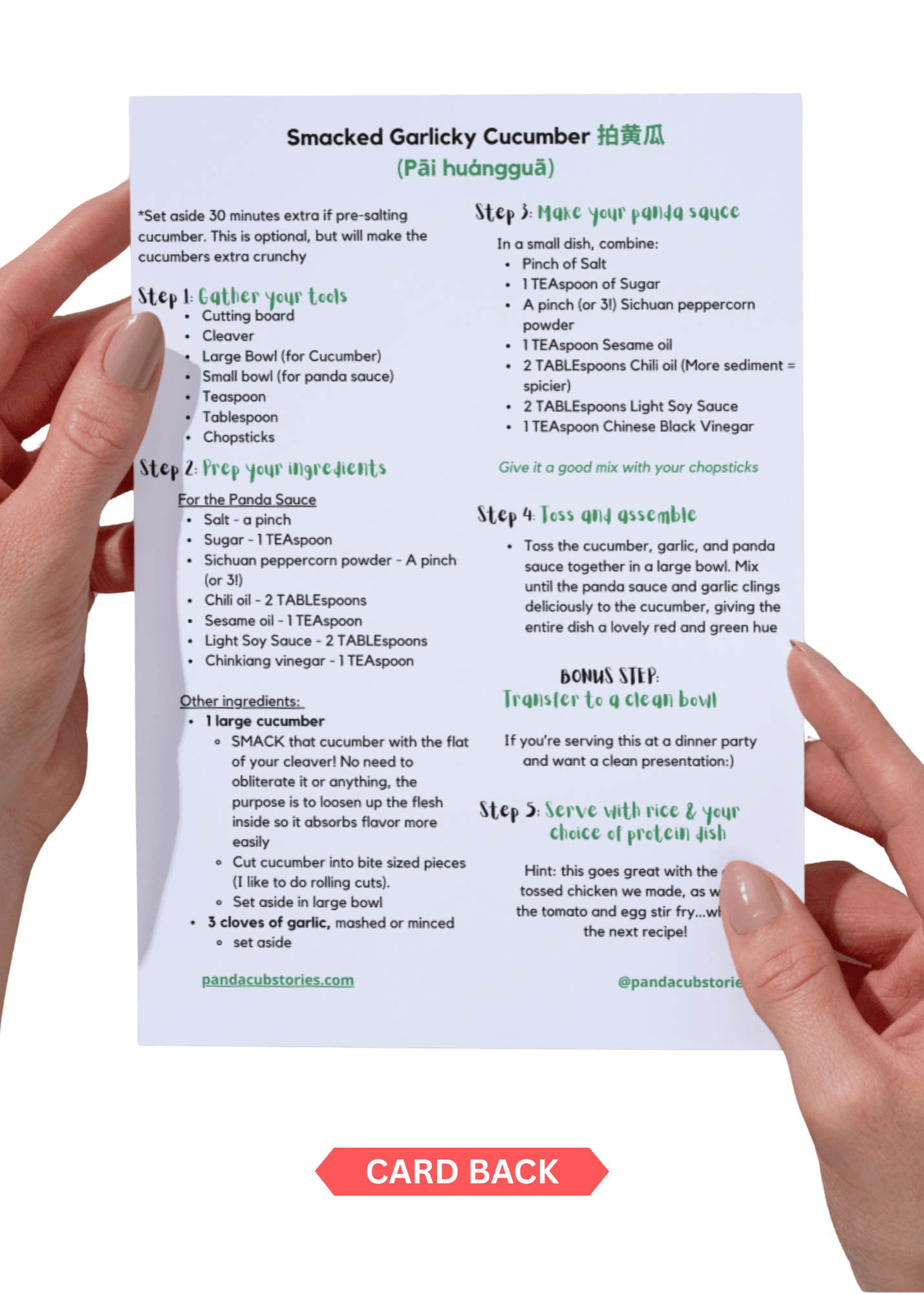 Smacked Garlicky Cucumber Recipe Card