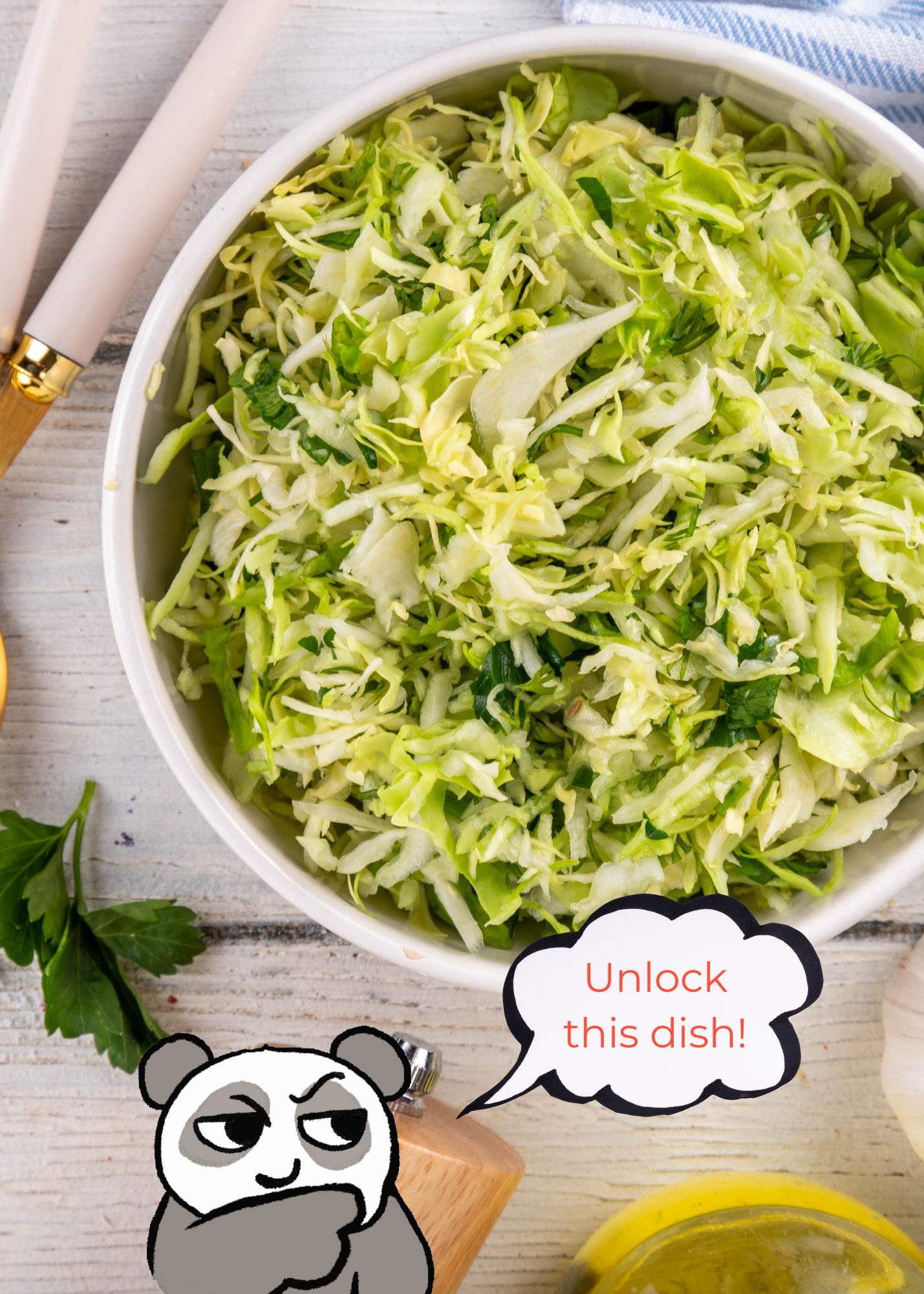 Hand-torn Cabbage Recipe Card