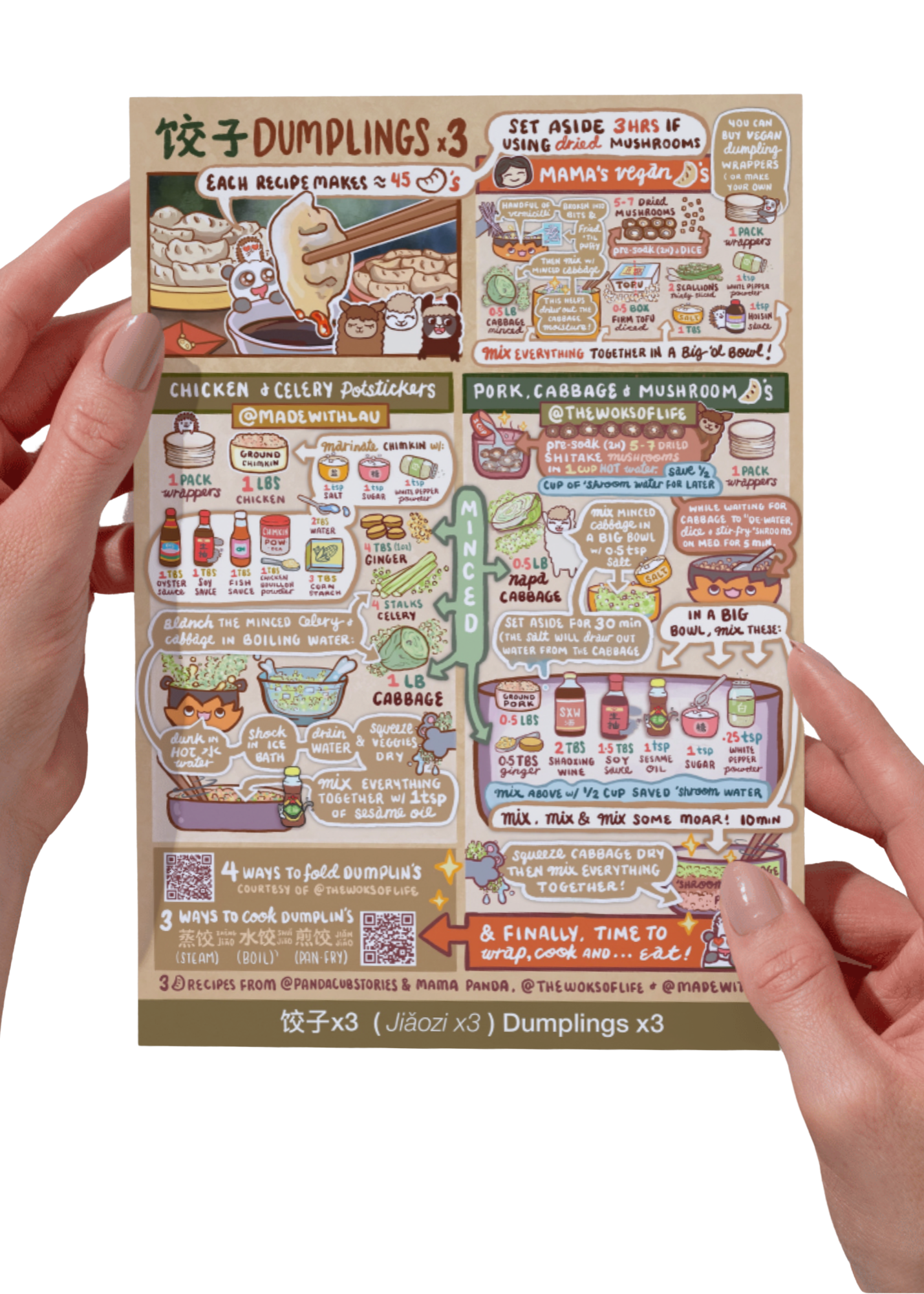 Dumplings x3 Recipe Card