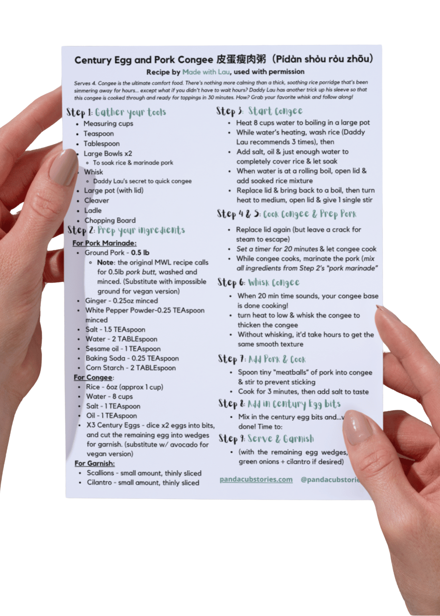 Century Egg & Pork Congee Recipe Card
