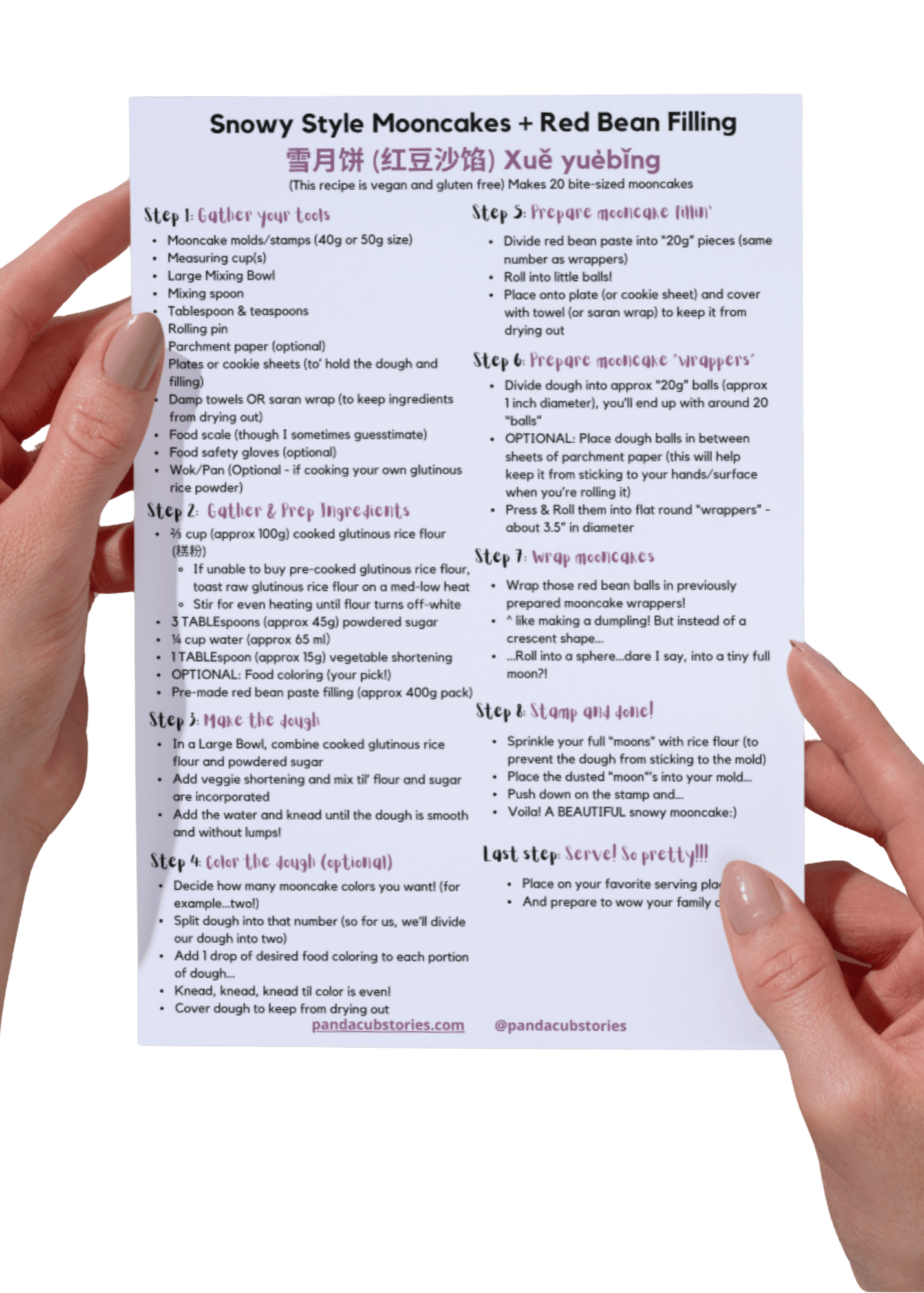 Snow Mooncake Recipe Card