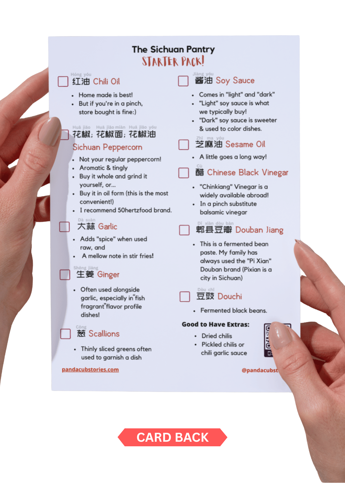 Sichuan Starter Pack Recipe Card