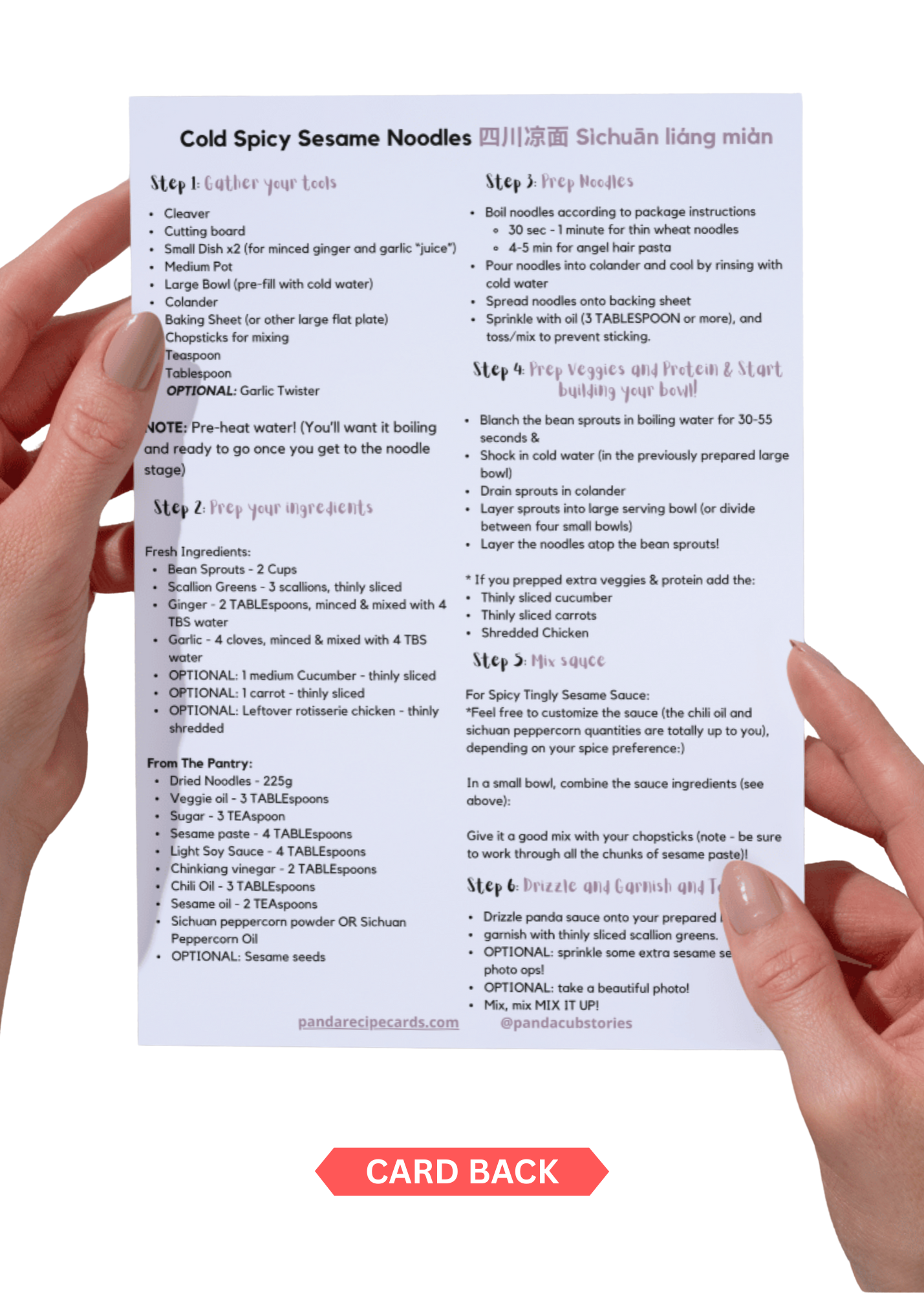 Cold Spicy Sesame Noodles Recipe Card