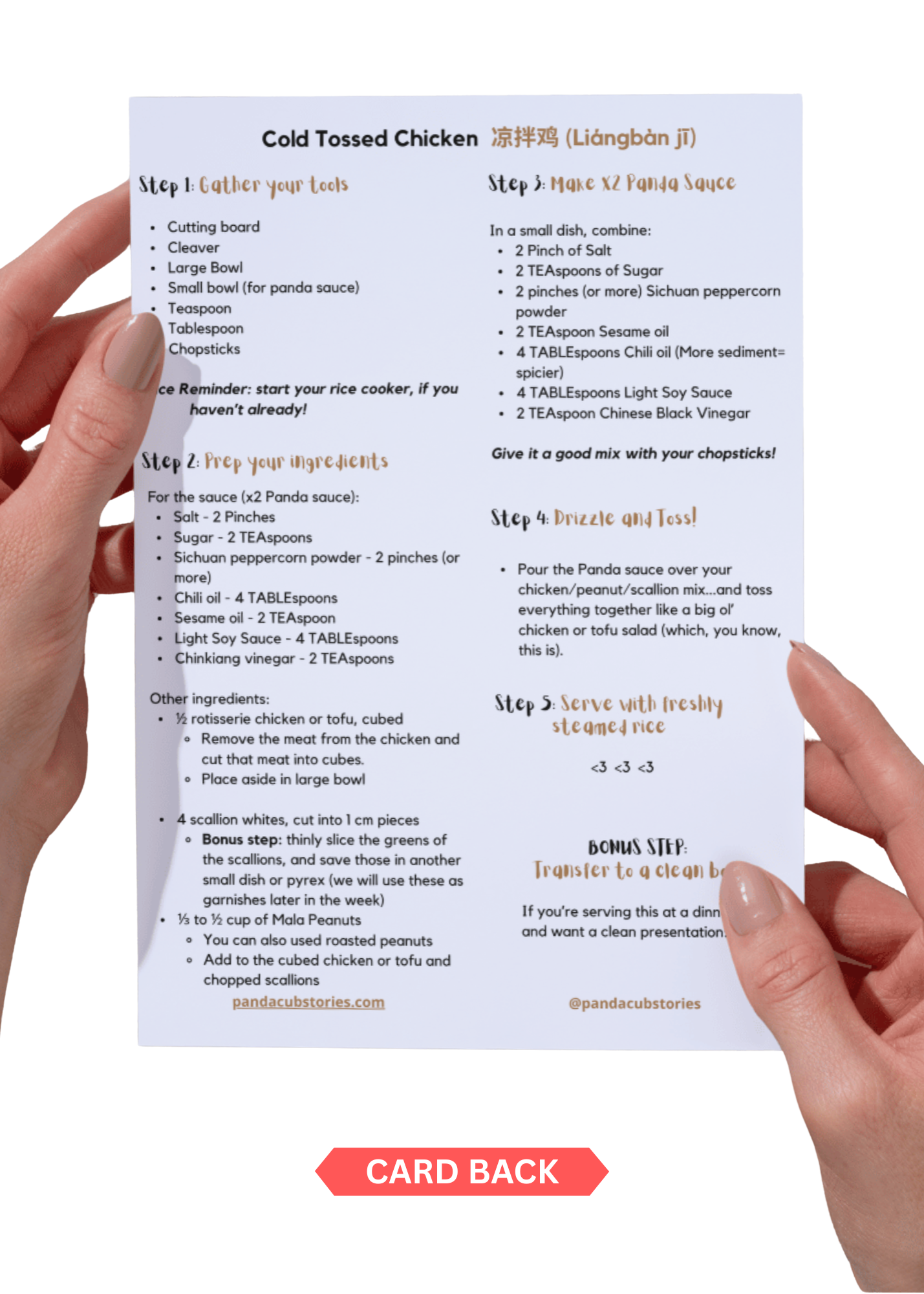 Cold Tossed Chicken or Tofu Recipe Card