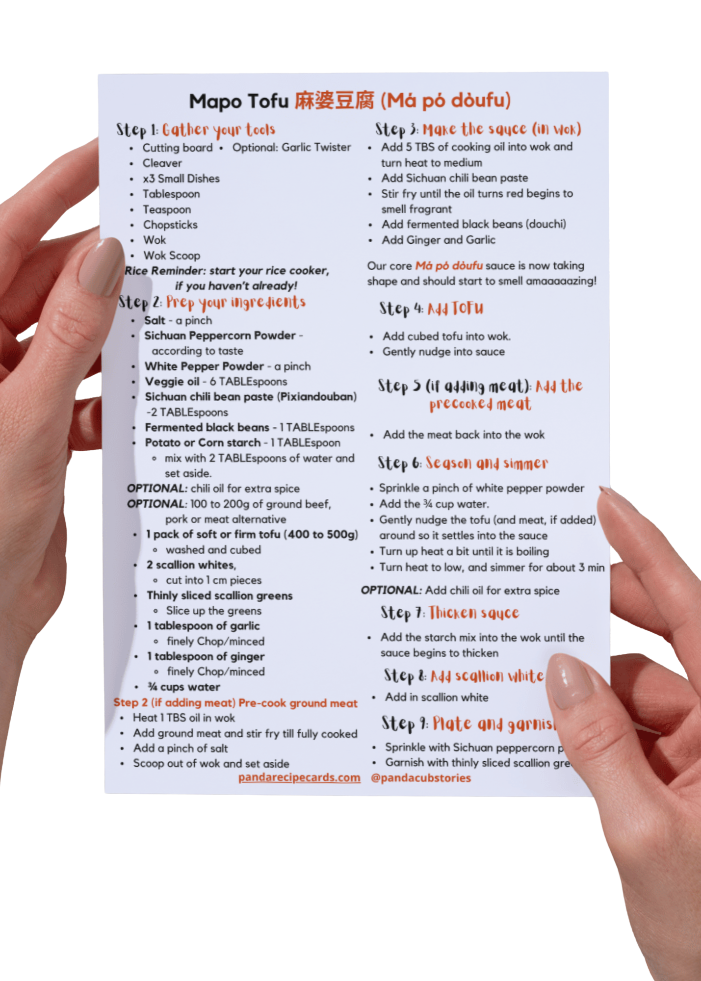 Mapo Tofu Recipe Card