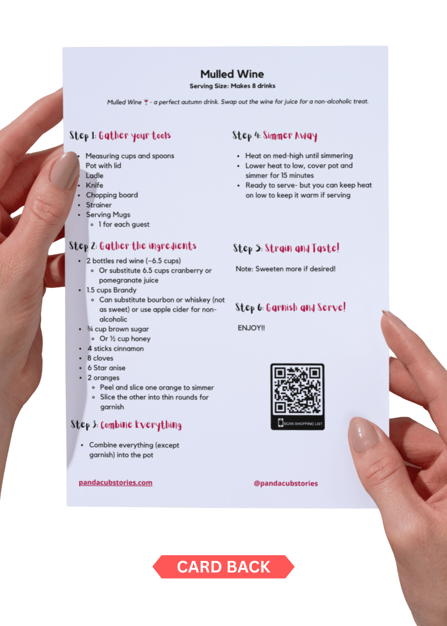 Mulled Wine Recipe Card