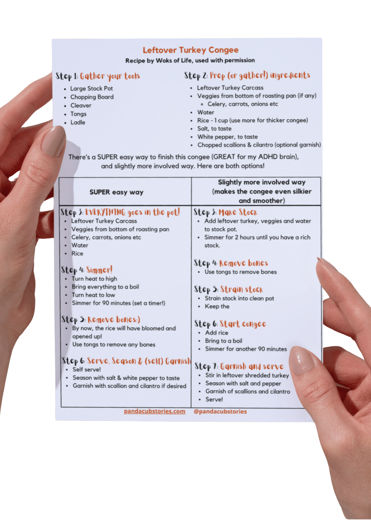 Leftover Turkey Congee Recipe Card