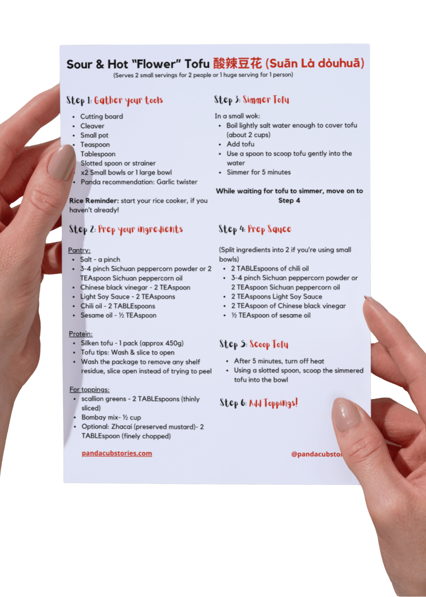 Hot & Sour Flower Tofu Recipe Card