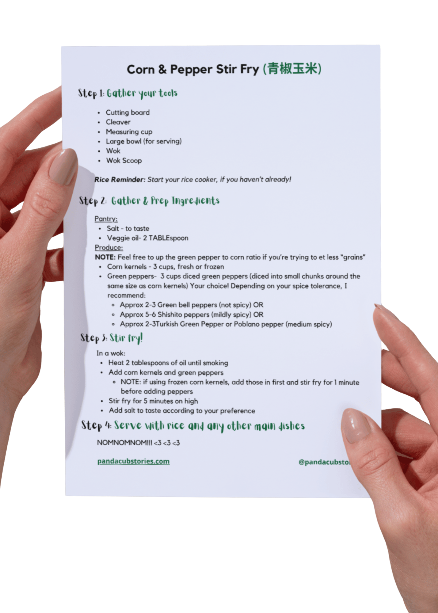 Corn & Green Pepper Stir-fry Recipe Card
